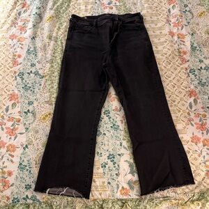 AE black raw hem bootcut cropped jeans
